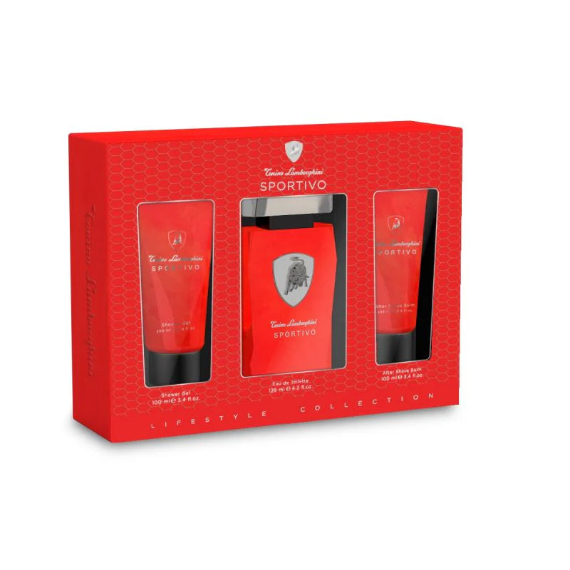 Sportivo Gift Set 125ml EDT Spray + 100ml Shower Gel + 100ml Aftershave Balm