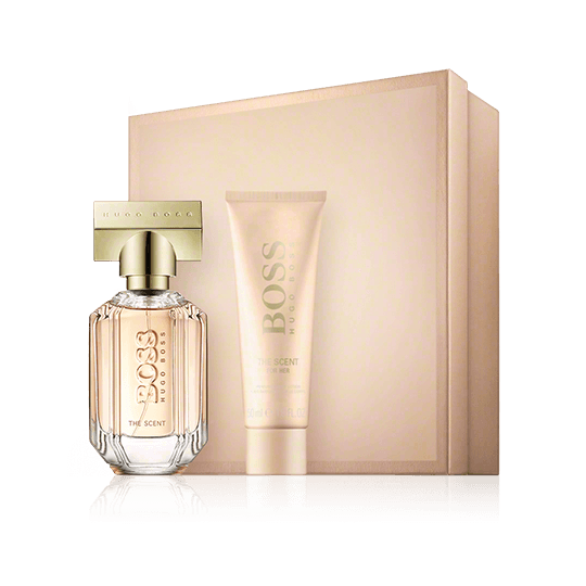 Hugo Boss The Scent For Her Eau De Parfum Woman's Gift Set Spray 30ml With Body Lotion for Her by Hugo Boss is a Gift Set consisting of 30ml Parfum Spray and with a Body Lotion.(The Scent)